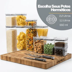 Kit Potes Herméticos em Acrílico Cristal para Cozinha e Design Empilhável Organizador para Mantimentos