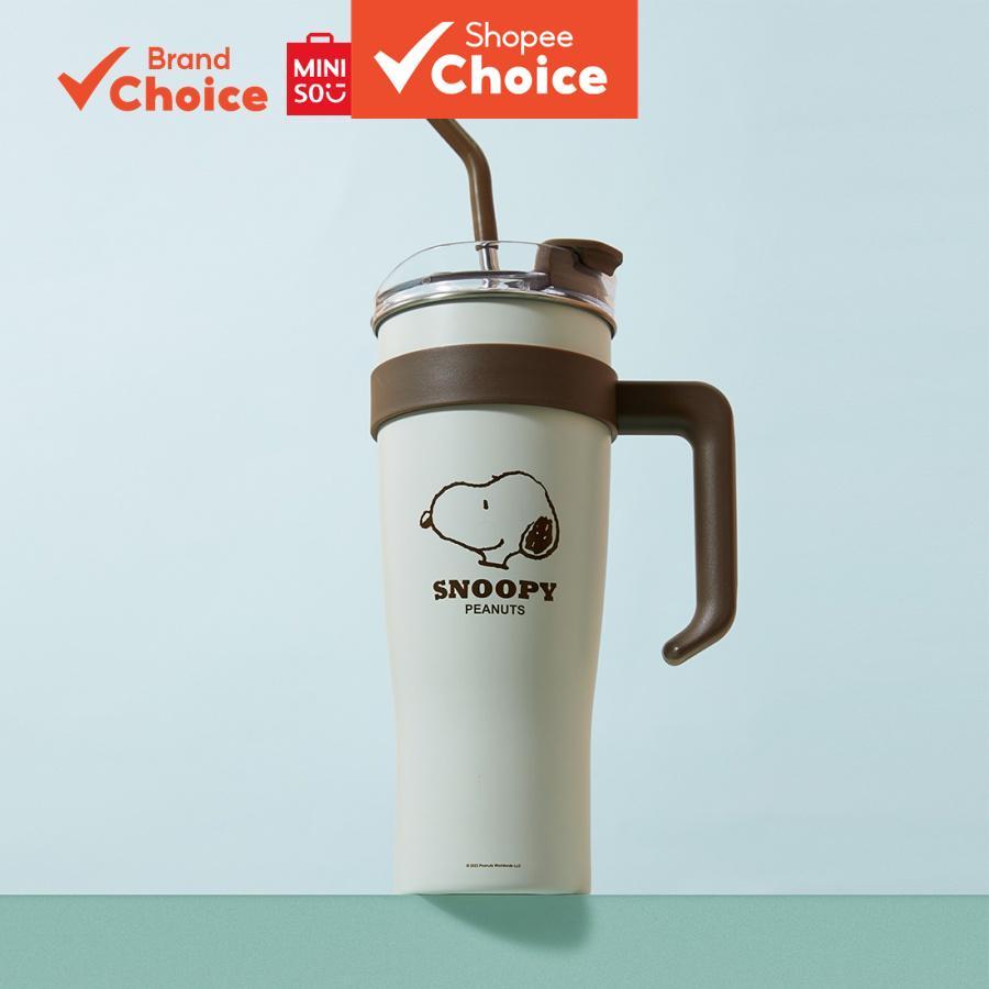 MINISO  snoopy série - copo térmico grande com canudo de aço inoxidável 1600ml p