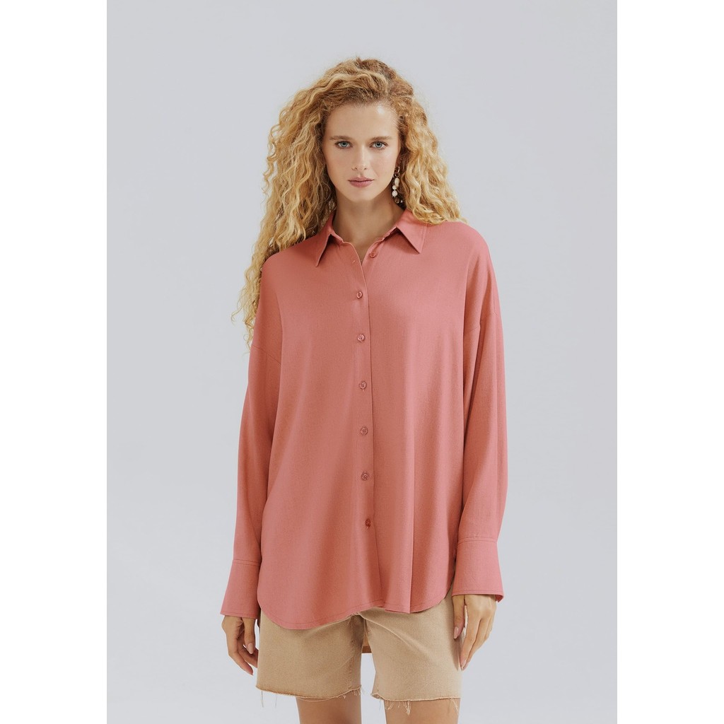 Camisa Feminina Alongada Manga Longa Com Linho HERING