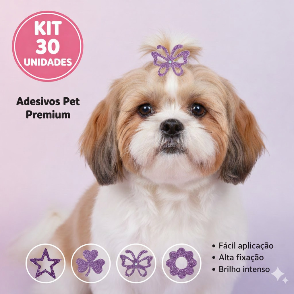 Kit 30 Adesivos Pet Enfeite Colante Pet Shop Banho Tosa Confortável Antialérgico Dia Dia Promoção