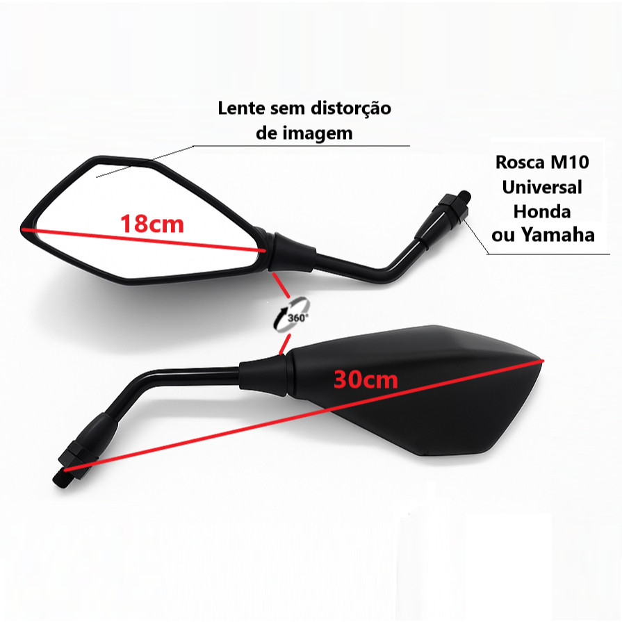 Par Retrovisor Espelho Modelo Kawasaki Z400 Moto Universal Rosca Honda ou Yamaha Ajustável Premium em Oferta na Shopee