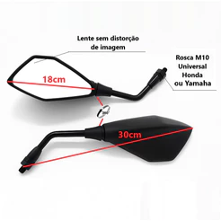 Par Retrovisor Espelho Modelo Kawasaki Z400 Moto Universal Rosca Honda ou Yamaha Ajustável Premium