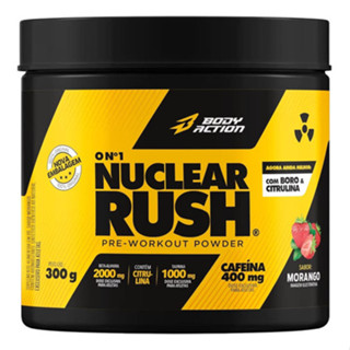 Energia Pre Treino Nuclear Rush 300g Bodyaction Morango em Oferta na Shopee