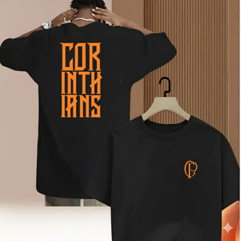Camiseta Corinthians Estampada Laranja 2025 Corinthians
