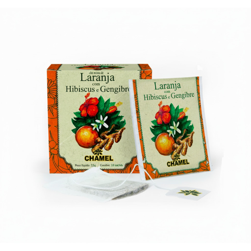 Sachê chá Laranja, hibiscus e gengibre 15G - CHAMEL