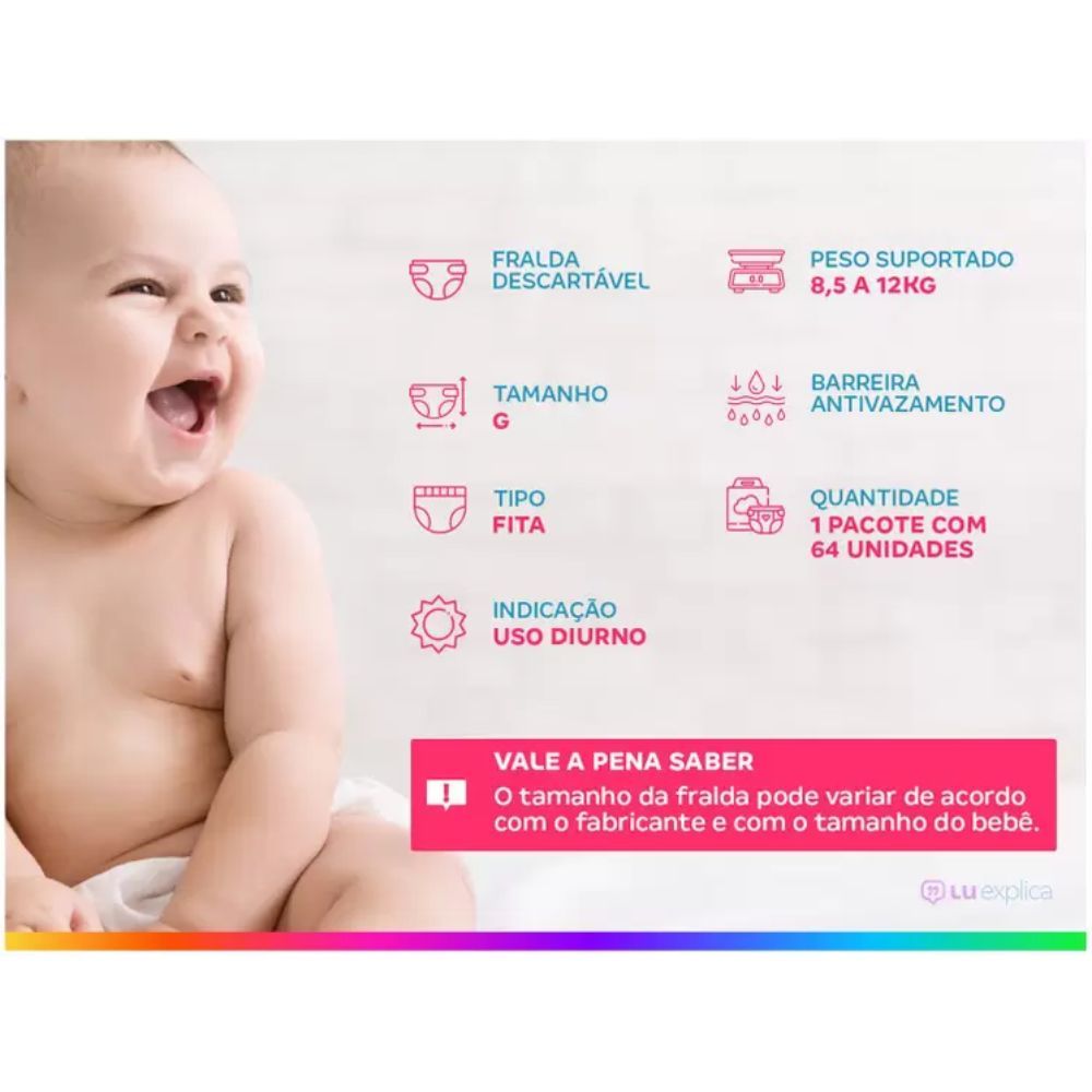 Detalhes do Fralda Babysec Ultrasec Hiper Tamanho G 60 Unidades Descartáveis