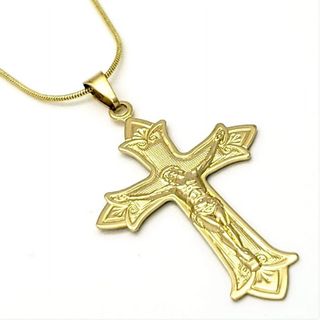 Cordão Com Cruz Portuguesa 70cm Banho De Ouro 18k 1603