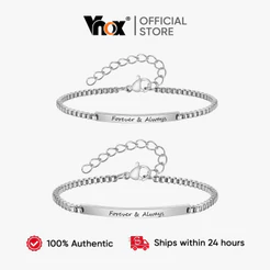 Vnox Pulseiras De Barra De Gravação Personalizadas Para Casal , Nome Cutton , E Identificação De Aço Inoxidável , Joias