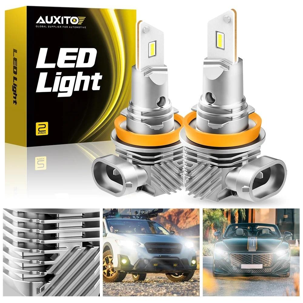 2 Pçs AUXITO Q10 H11 LED 6000K Farol Sem Erro De Alta Potência Super Branco 5530CSP Para Lâmpada Do Carro 12V Fanless H8