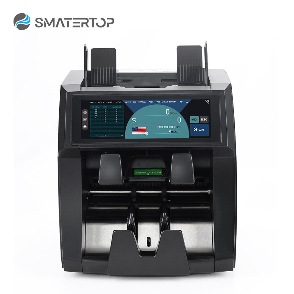 Portátil 201Q Display Completo Contador De Dinheiro Duplo 1 + 1 Bolsos Moeda Discrimina Contadores De Contas Classificad