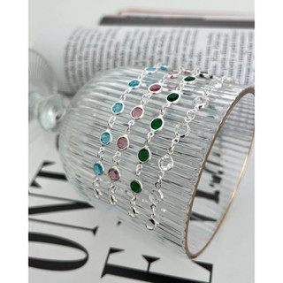 Pulseira Pedra Várias Cores Banhado a Prata 925, Delicada e Brilhant Antialérgico em Oferta na Shopee