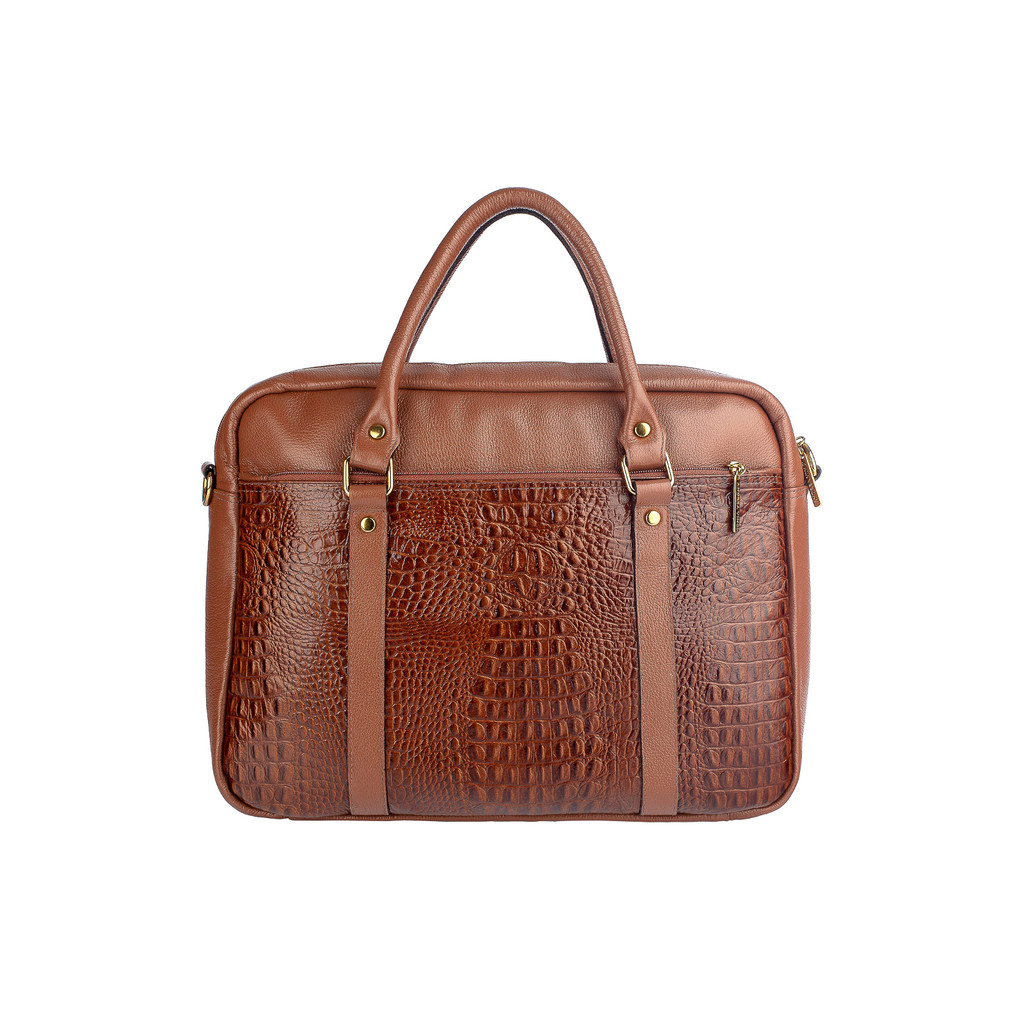 Pasta executiva grande de couro croco Scarlet