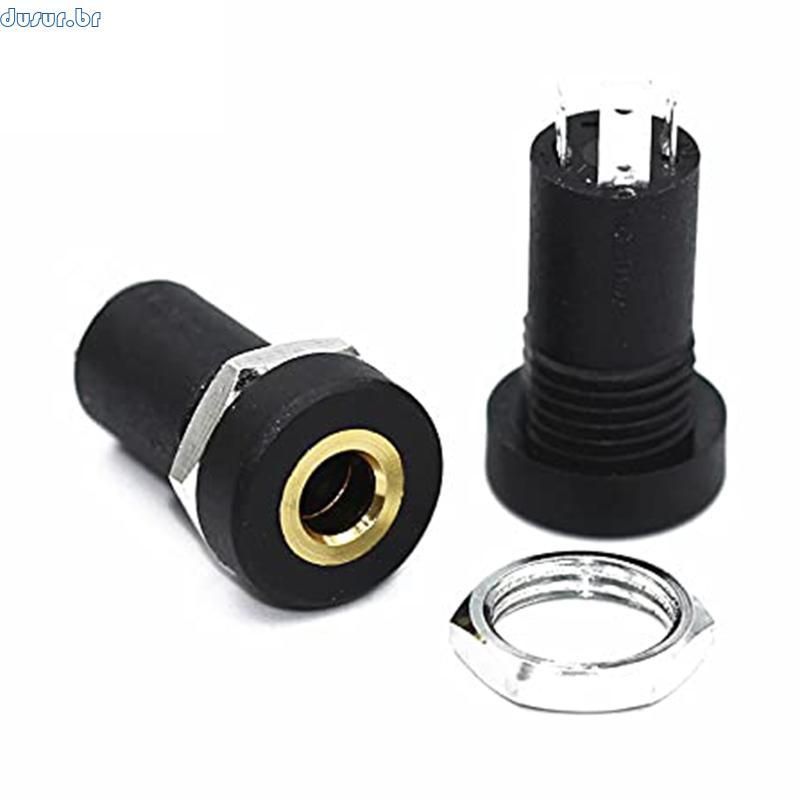 dusur9 5 10 Unidades 3 5 Mm Soquete 3 Pólos Preto Estéreo Suporte Para Painel Solda Porcas