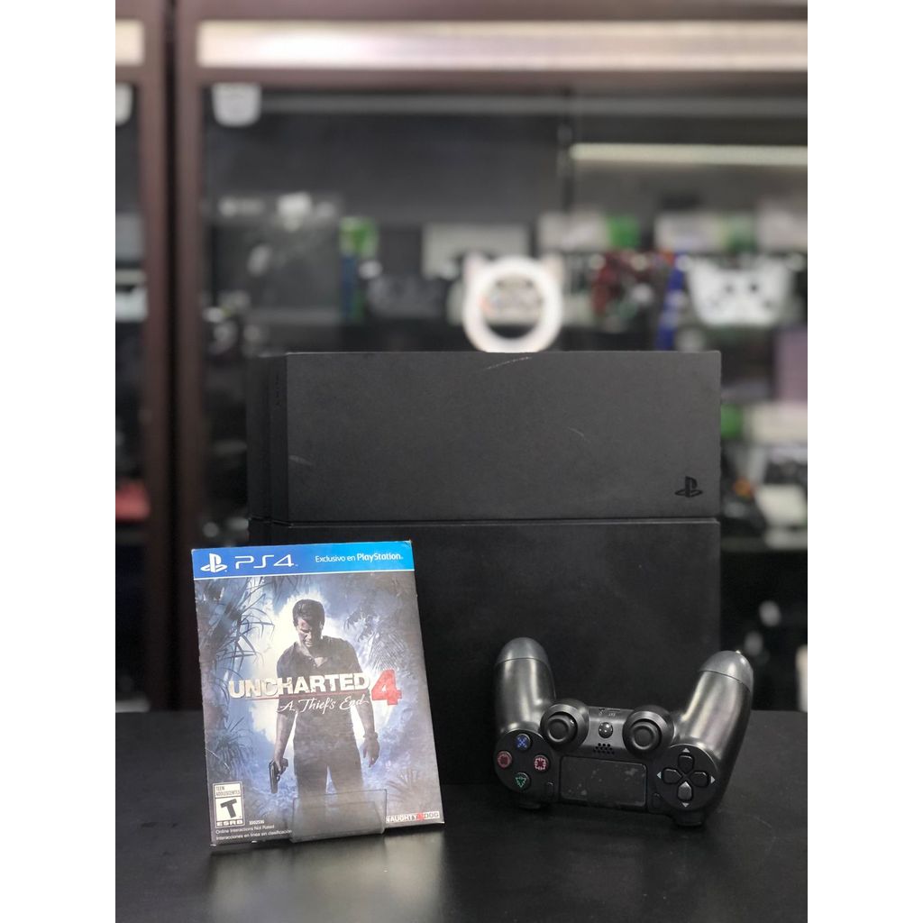 PlayStation 4 Fat 1 Tera Preto 01 Controle s/fio paralelo + 1 Jogo - item usado