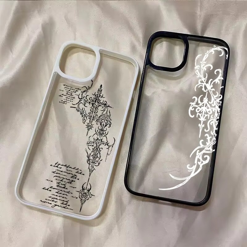 Gótico Cruz Videira Transparente Caso De Telefone Para Samsung A06 A26 A55 A56 A35 A54 A36 A05S A15 A16 A12 A52 A34 5G A