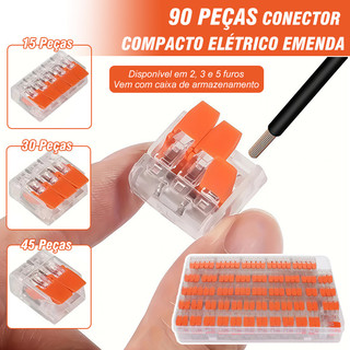 90 peças Terminal De Conexão Rápida Conector De Combinação 2, 3 E 5 Vias