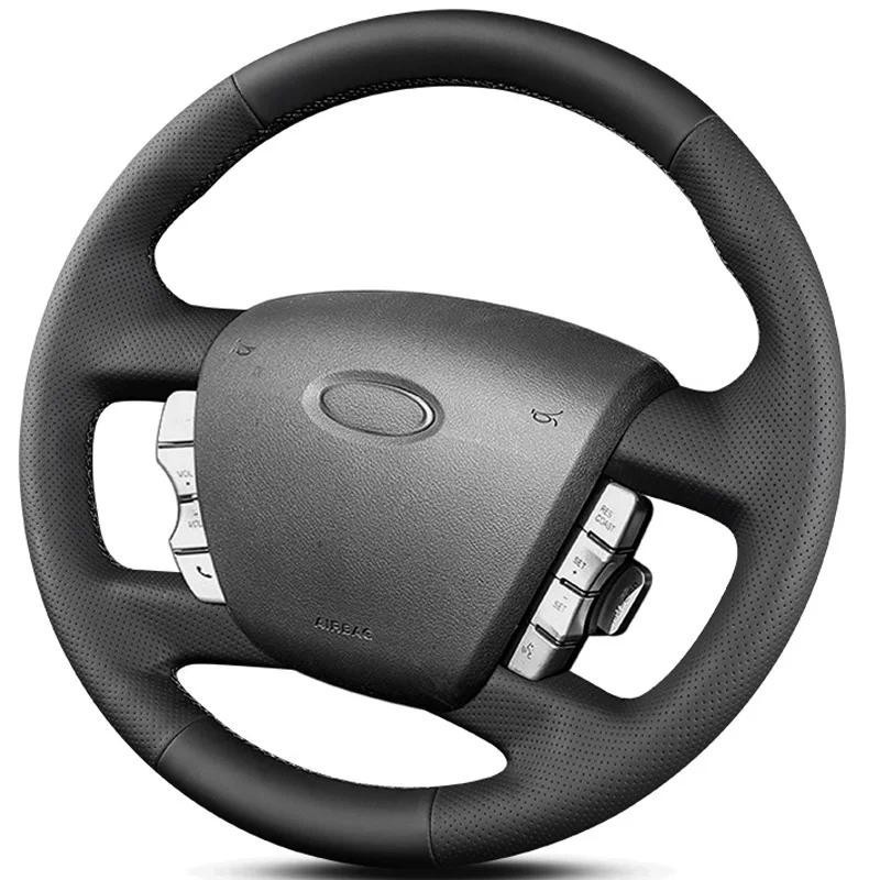 Para ford falcon FG 2008-2014 Costurado À Mão Capa De Volante Do Carro Trança Estilo Couro Preto Acessório