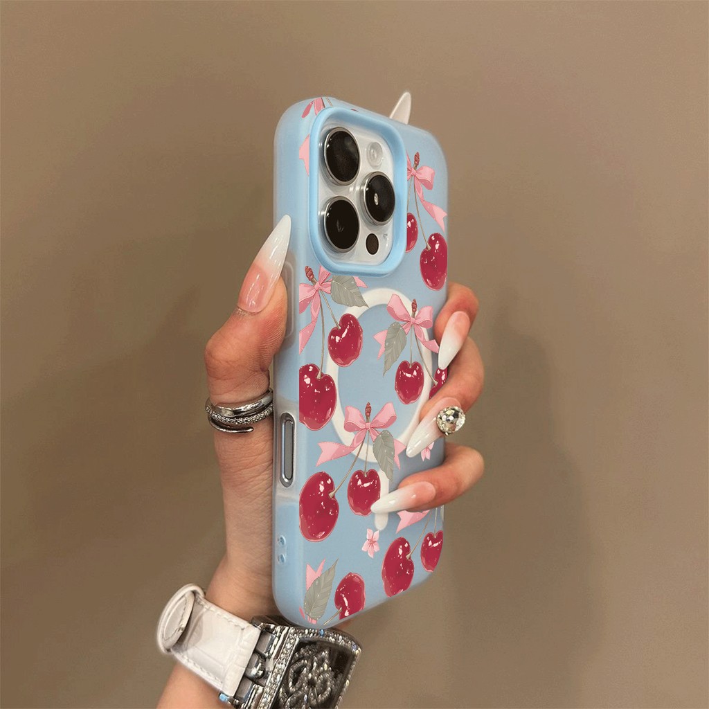 Laço de cereja vermelha, esquema de cores de geleia, Modelos compatíveis iPhone  11 12 13 14 15 16 17 Pro Max 17AIR