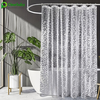 3D Cortina de Banheiro Extra Grossa com Janela Transparente Impermeável Ganchos Incluídos