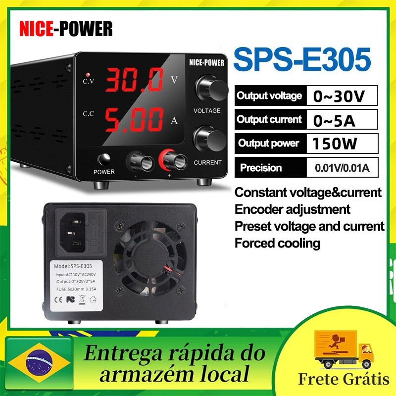 Fonte de alimentação dc de laboratório de energia agradável ajustável 0-30v 0-5a fonte de alimentação variável regulador