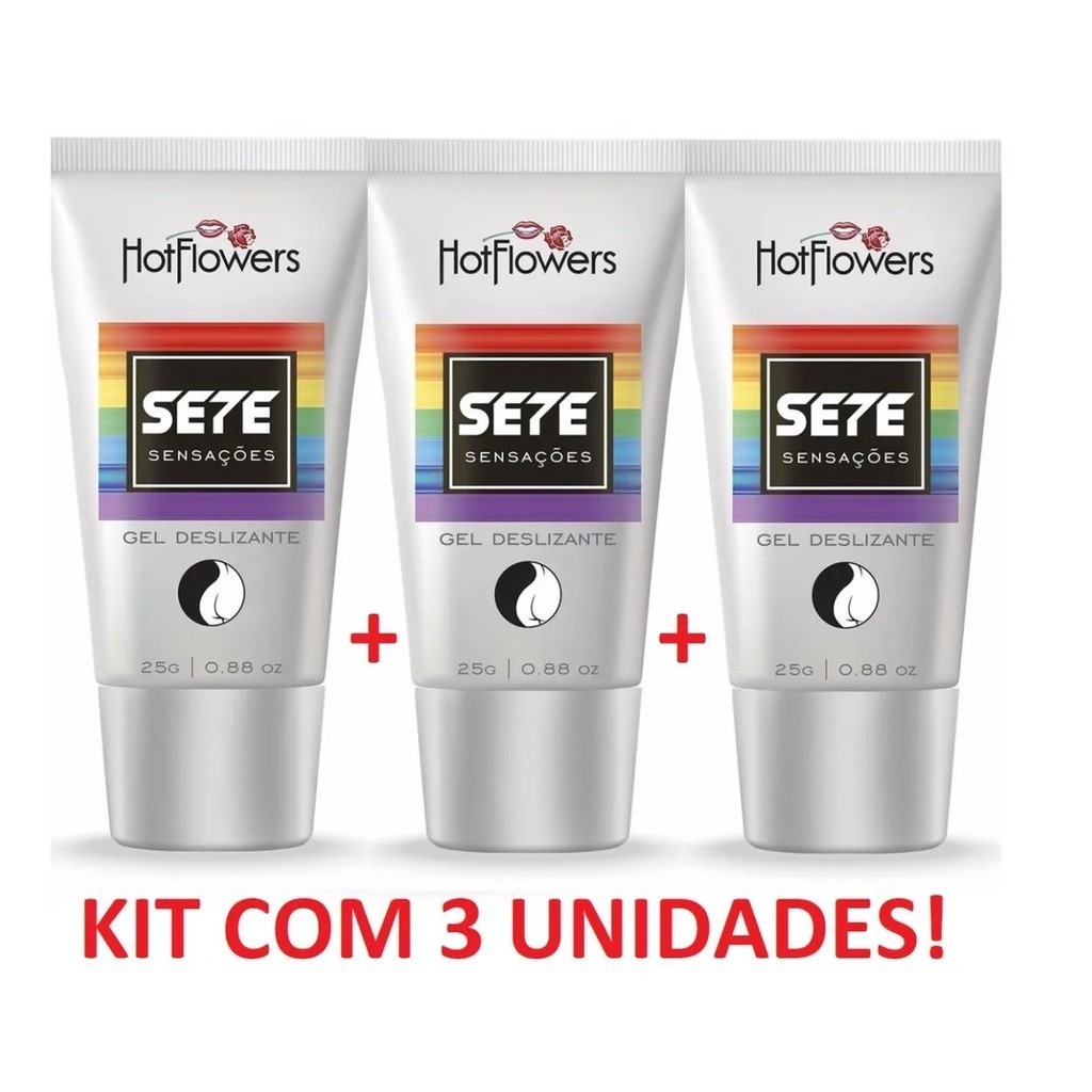 KIT 3 Gel Lubrificante Anal Sete 7 Sensações Hotflowers