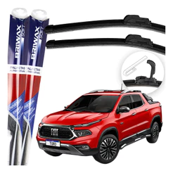 Jogo Palhetas Limpador de Parabrisa Silicone Chuva Gancho Universal Fiat Toro 2016 A 2024
