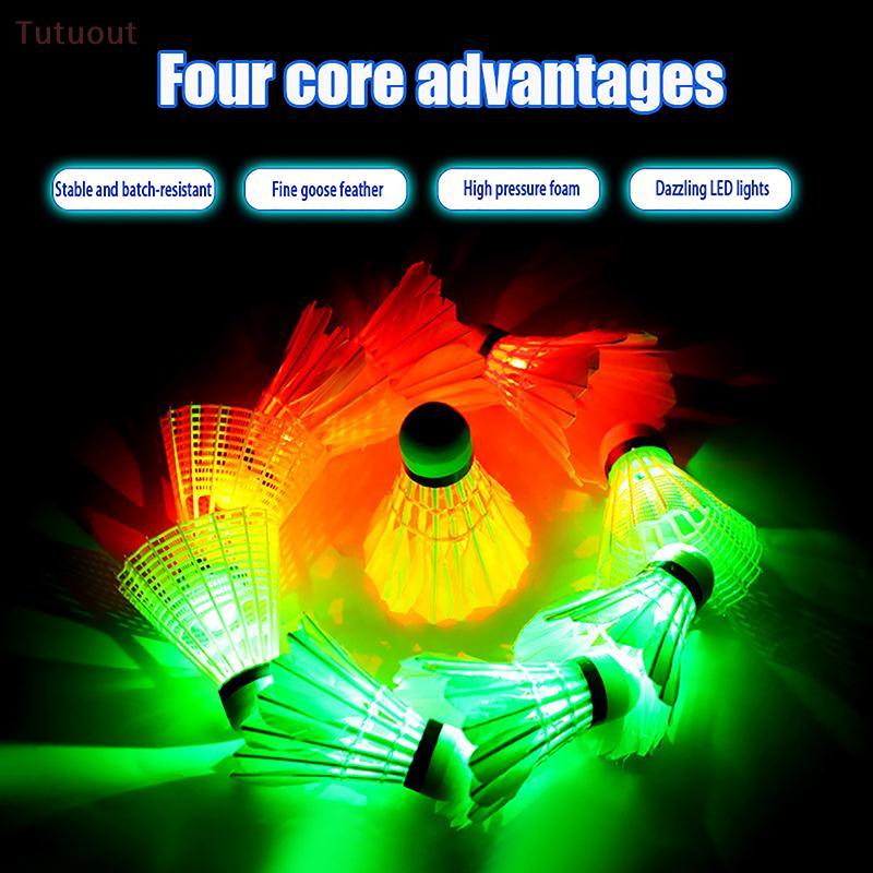 TUTU 1 Pçs Iluminação Cabeça De Badminton LED Luminoso Colorido Pena De Ganso Shuttleco Esportes Ao Ar Livre Entretenime