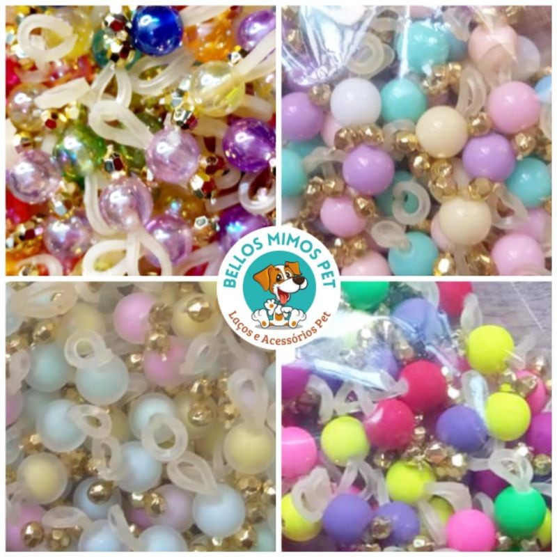 100 PÉROLAS ( 4 MODELOS DIFERENTES) JOIA PET LACINHOS PENTEADOS  LAÇOS PET BANHO A TOSA E PET SHOP.