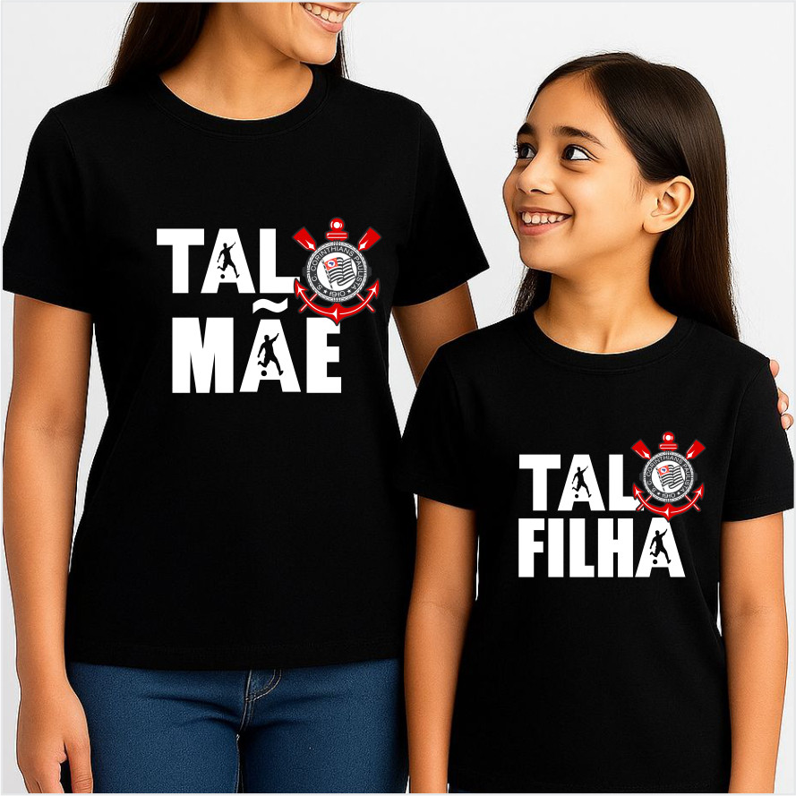 Kit 2 Camisetas Tal Mãe Tal Filha Time Futebol Conjunto 2 Camisas Combinando Resistente Qualidade Premium