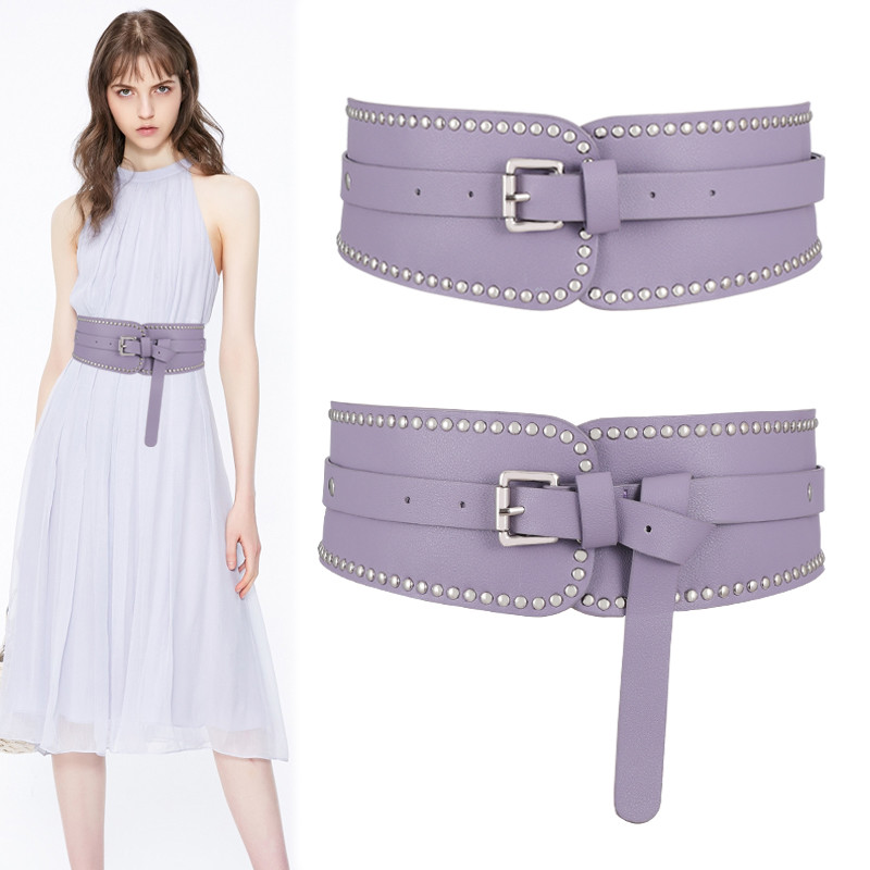 Cinto largo feminino combinando vestido camisa cintura estreita decoração roxo rosa verão cinto exterior jogo elegante A