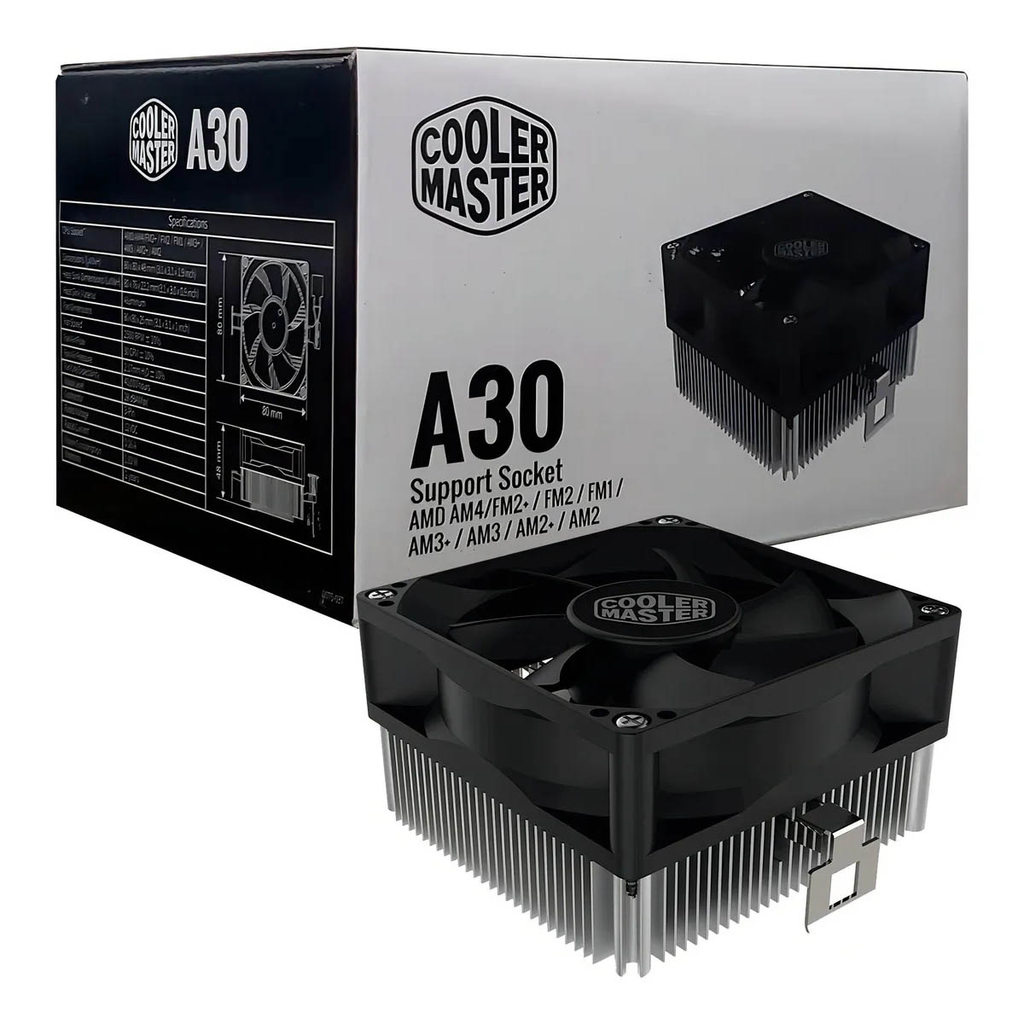 Cooler para Processador Cooler Master A30 Amd Fm1 Fm2+ Fm2 Am2 Am3 Am3+ Am4 Led Sem Led