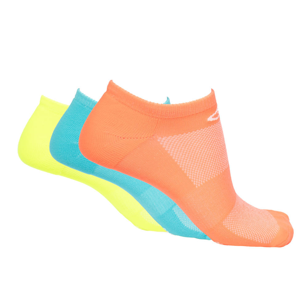 Meia Unissex Olympikus com 3 Pares Cano Invisível Neon Multi em Oferta na Shopee