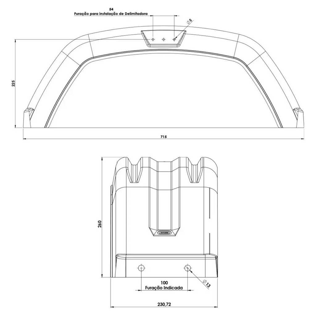 Paralama Reforçado para Carretinha Carga / Jet-ski / Barco / Moto - Plástico (Outliers PRD077) — imagem 2 de 2