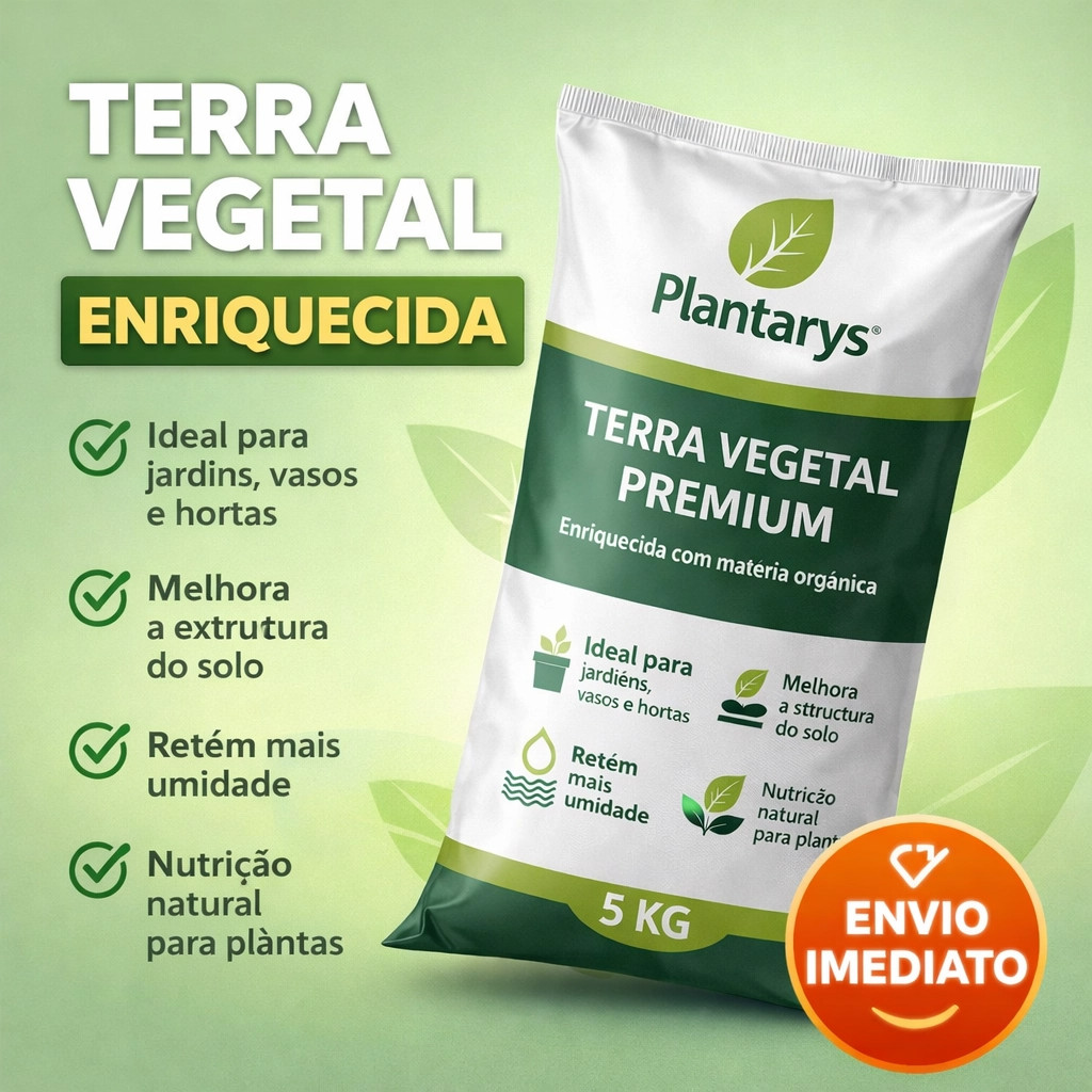 Terra Vegetal Adubada Orgânica – PRONTA PARA O PLANTIO – Horta Jardim Flores Vasos | 2kg 5kg 10kg