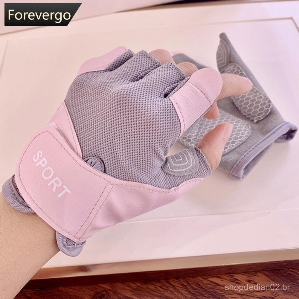 FOREVERGO 1 Par Feminino Meio Dedo Luvas De Fitness Antiderrapante Resistente Ao Desgaste Absorção De Choque Treino Para