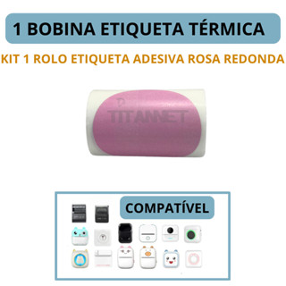 Etiqueta Redonda 5cm Para Mini Impressora Gatinho - Cor Rosa em Oferta na Shopee