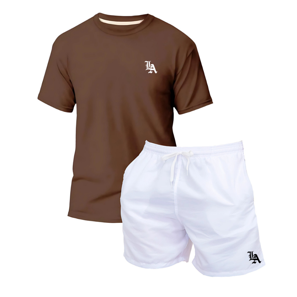 Camiseta + Short Brinde Tactel Masculino Casual Academia Confortável Estilo Praia Look Verão Premium