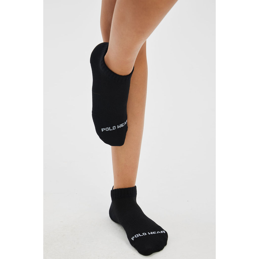 Detalhes do Kit 3 Pares de Meias Femininas Cano Curto Polo Wear Preto