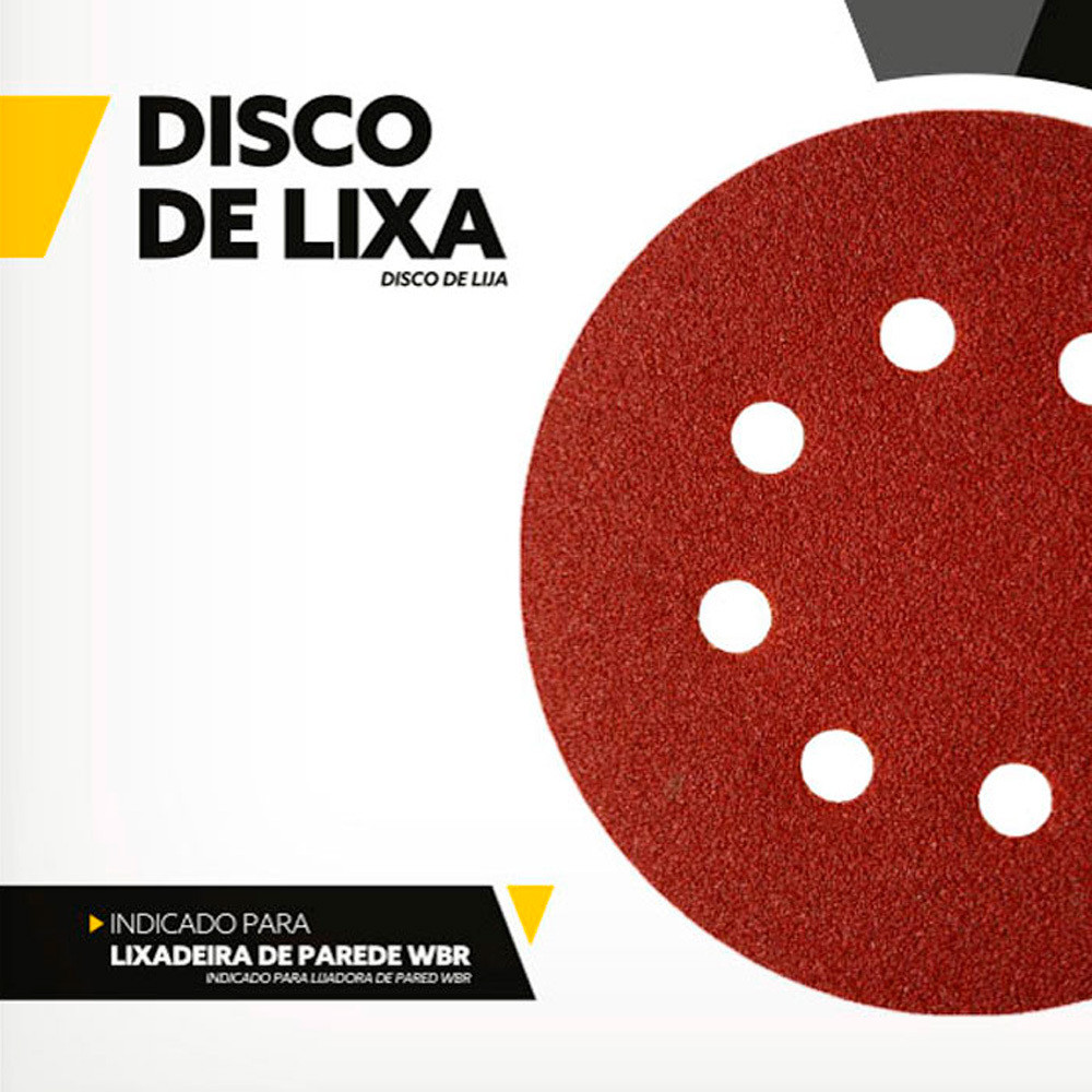 Detalhes do Disco de lixa 180 mm para lixadeira de parede com 10 unidades - WBR