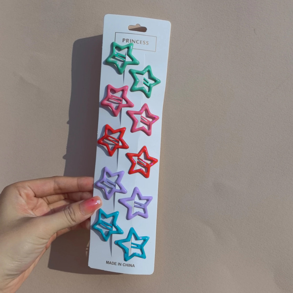 10PCS Clipe de Cabelo Estrela de Dopamina | Presilhas Coloridas e Antiderrapantes para Mulheres e Meninas.