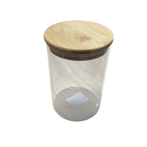 Pote Vidro Borossilicato 950ml Tampa Bambu Hermético Alta Resistência Armazenamento