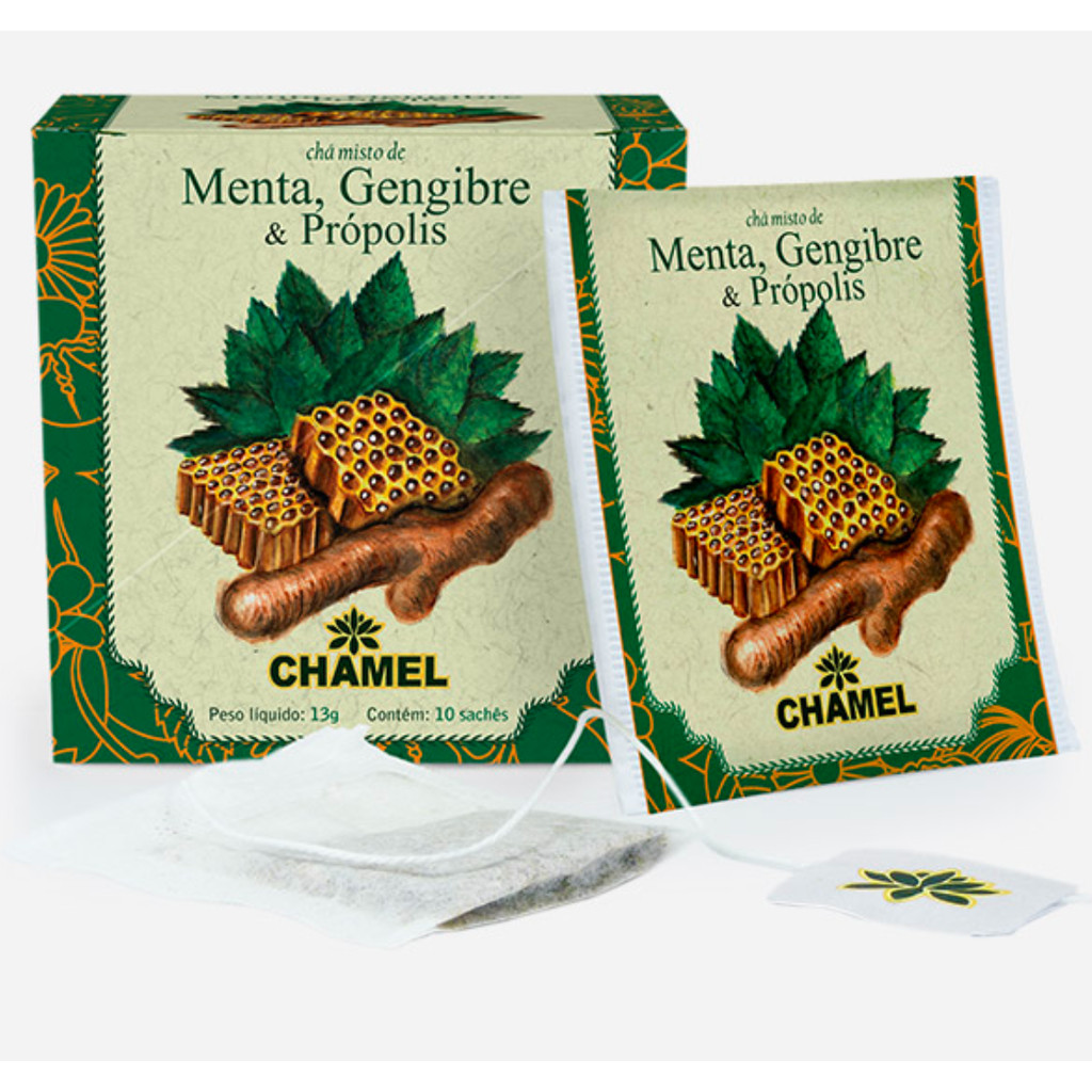 Sache Chá Menta com Gengibre e Propolis 13g  - CHAMEL em Oferta na Shopee