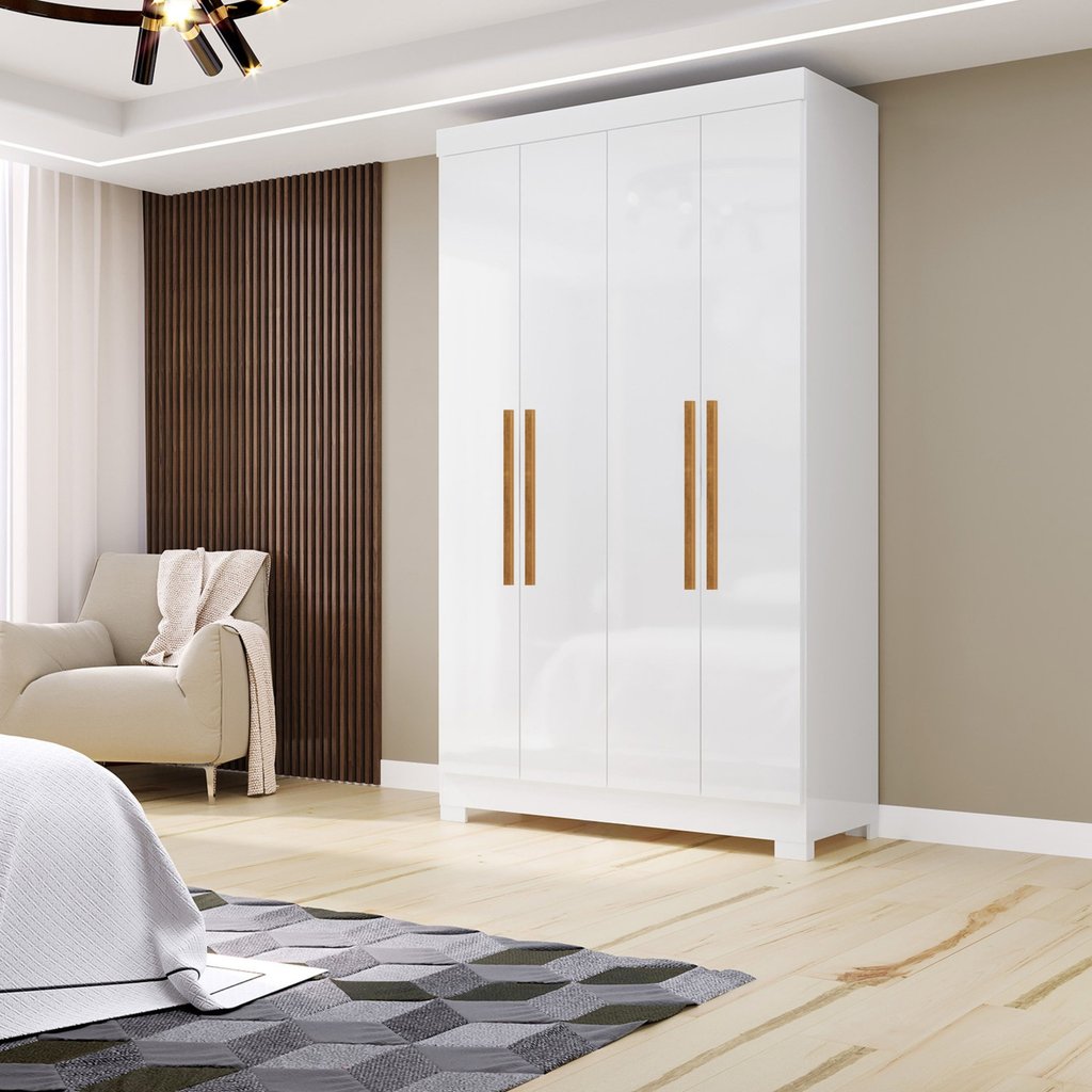 Guarda Roupa 4 Portas com pés Paris Espresso Móveis Branco em Oferta na Shopee