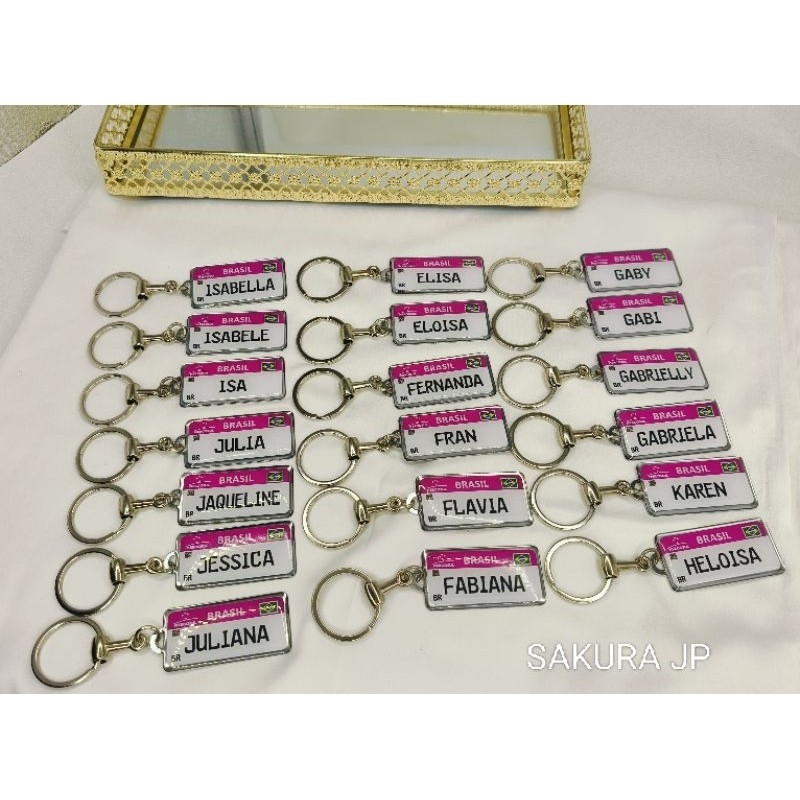 Chaveiro com placa de identificação Mercosul, revestimento em resina, nome feminino em Oferta na Shopee