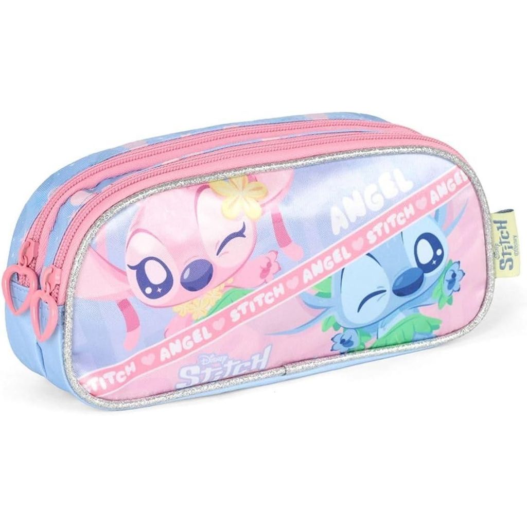 ESTOJO ESCOLAR LUXCEL STITCH ROXO FLORAL PURPLE em Oferta na Shopee