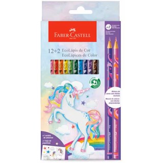 Lápis de Cor Unicórnio 12 Cores + 2 Cores Misturinhas - Faber-Castell em Oferta na Shopee