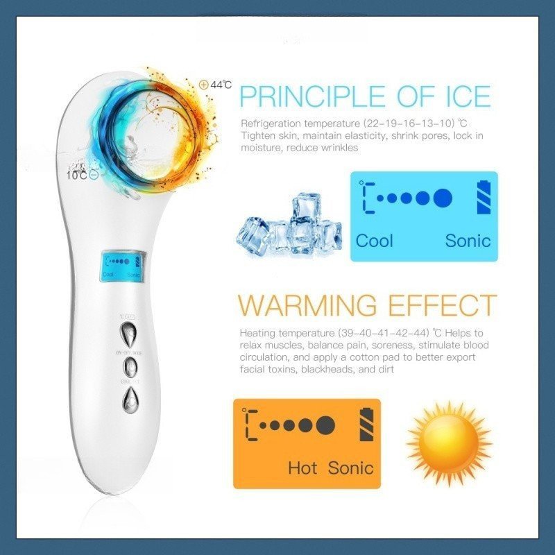 Massageador Facial Eletrico Quente E Frio Para Limpeza Lifting Rejuvenescimento