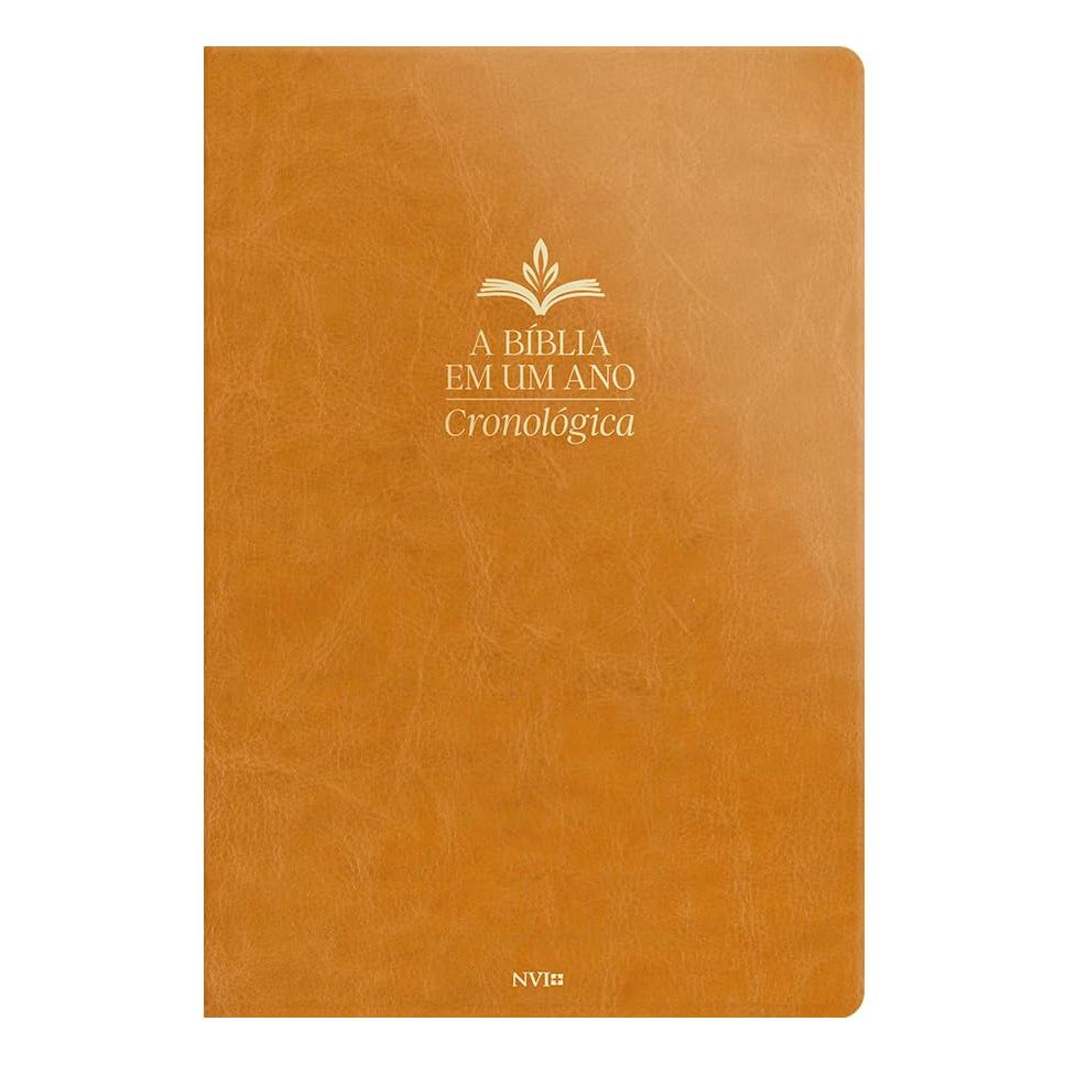 A Bíblia Em Um Ano | Cronológica | NVI | Capa Luxo Caramelo em Oferta na Shopee