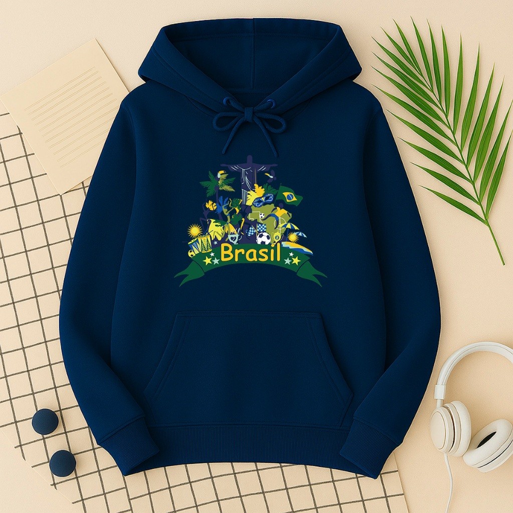 Blusa de Frio Unissex Premium Brasil Moletom Masculino Seleção Brasileira Agasalho Feminino Streetwear Confortável