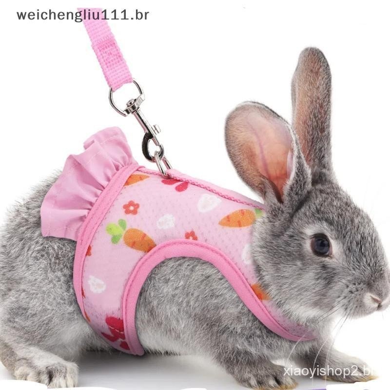 # weicheng Arnês De Coelho Ajustável Fofo Ao Ar Livre Trela Fivela Respirável Malha Colete Saia Cobaia Pequeno Animal De
